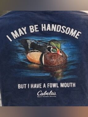 Cabela’s Graphic T Shirt Men’s M Funny Duck Hunting Fowl Mouth Outdoors Tee